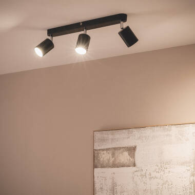 Plafondlamp Verstelbaar Metaal  Albus Black Large 3 spots