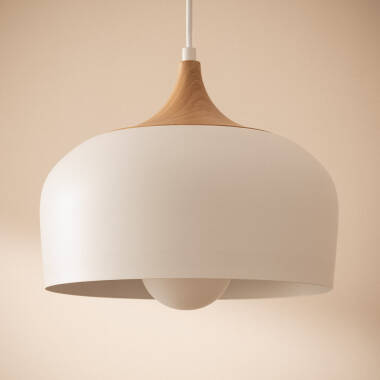 Immagine di Lampada a Sospensione Metallo e Legno Serena