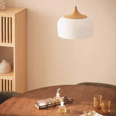 Immagine di Lampada a Sospensione Metallo e Legno Serena