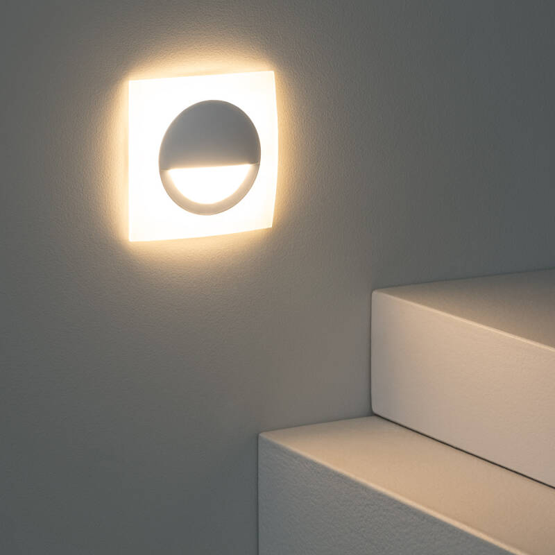 Afbeelding van Wandlamp LED 3W Vierkant Occulare Aluminium Wit