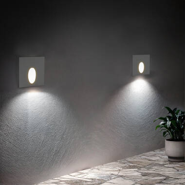 Image de Balise Extérieure Murale LED Encastrable 3W Carrée Ellis Blanche 