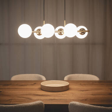 Pendelleuchte Metall und Glas Moonlight Brass 6 Spots