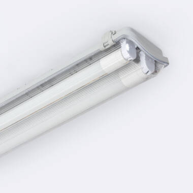 Waterdichte armatuur 120cm IP65 met twee 18W  Glazen LED Buizen 140lm/W