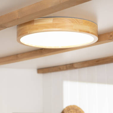 Afbeelding van Plafondlamp LED 20W Rond  Hout Ø400 mm CCT Selecteerbaar Kayu