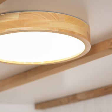 Afbeelding van Plafondlamp LED 20W Rond  Hout Ø400 mm CCT Selecteerbaar Kayu