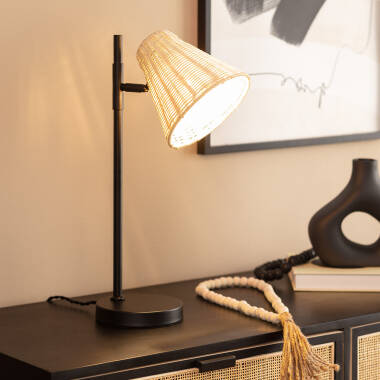 Cesto Metal & Rattan Table Lamp