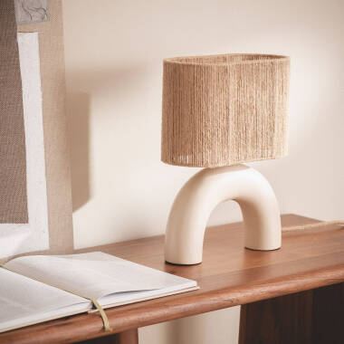 Image de Lampe à Poser Céramique et Corde Naturelle Callie