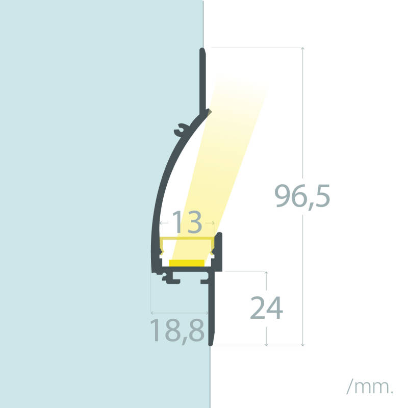 Afbeelding van Aluminium Profiel voor Gips/Pladur 2m Voor LED Strip tot 12mm