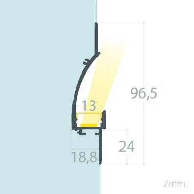 Profilé Aluminium Encastré dans Plâtre/Placo 2 m pour Rubans LED jusqu'à 12 mm