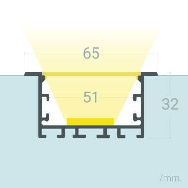 Aluminiumprofil Einbau XL für LED Streifen bis 40 mm mit durchgehender Abdeckung