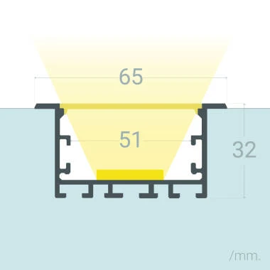 Profilé Aluminium Encastré XL pour Rubans LED jusqu'à 40mm