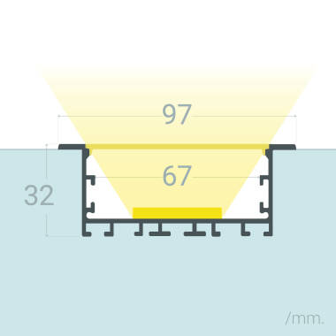 Profiel Aluminium met Doorlopende Cover  voor LED strips tot 60 mm