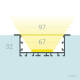 Afbeelding van Profiel Aluminium met Doorlopende Cover  voor LED strips tot 60 mm