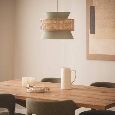 Afbeelding van Hanglamp Rotan en Stof Chulu