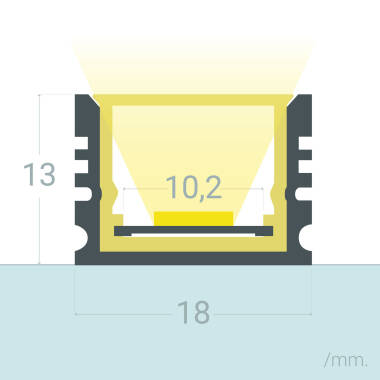Hliníkový Profil sTěsněním IP65 Přisazený 2m pro LED Pásky do 10 mm