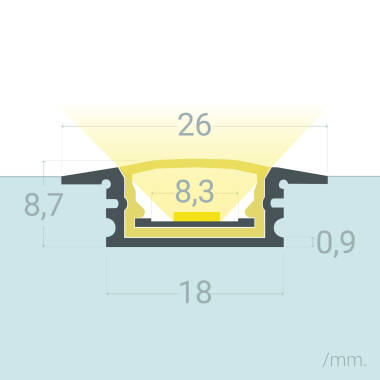 Aluminium Profiel Waterdicht IP65 inbouw 2m voor LED Strip tot 8 mm
