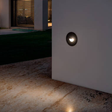 Segnapasso da Esterno LED 2W da Incasso a Parete Circolare Nero Guell