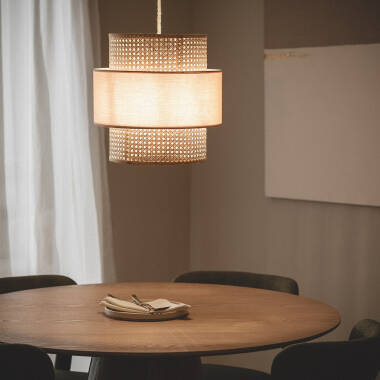 Pendelleuchte aus Rattan und Stoff Amaia