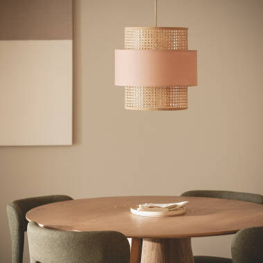 Image of Amaia Rattan & Fabric Pendant Lamp 