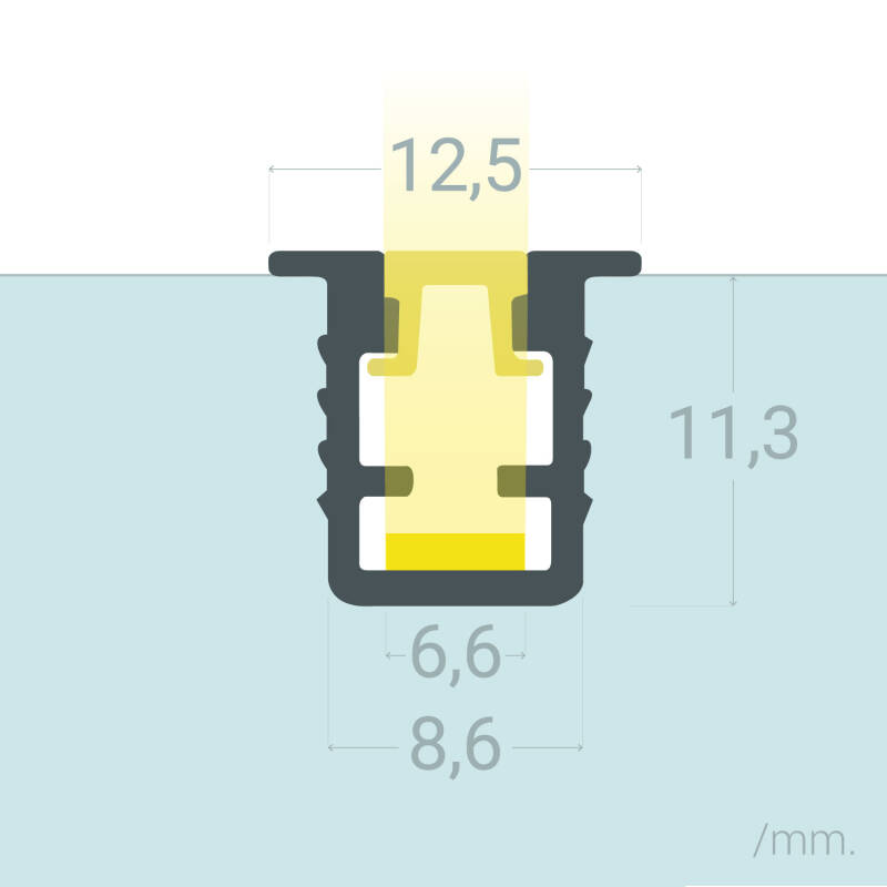 Afbeelding van Inbouw aluminium profiel 2m voor LED-strip tot 6 mm