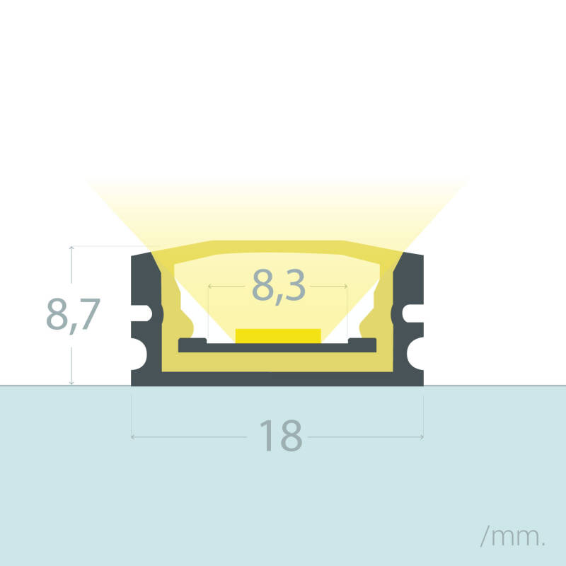Afbeelding van Waterdicht aluminium profiel IP65 Opbouw 2m voor LED-strip tot 8 mm