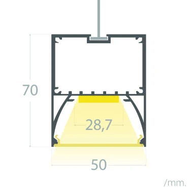 Profilé Aluminium Suspendu pour Rubans LED jusqu'à 22 mm