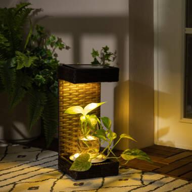 Bild von LED-Tischlampe Solar Außen Rattan Agra