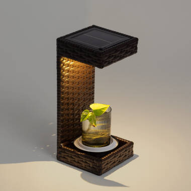 Bild von LED-Tischlampe Solar Außen Rattan Agra