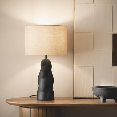 Tischlampe aus Metall und Leinen Criss