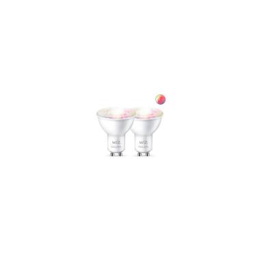 Pack 2 Ampoules LED Intelligentes WiFi + Bluetooth GU10 PAR16 RGB+CCT Dimmable WIZ 4.9W