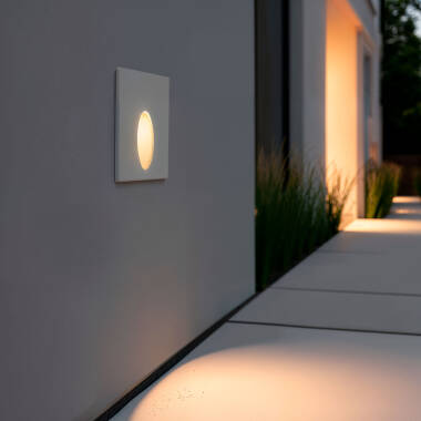 Image of Ellis Square 3W Outdoor Aluminium Recessed LED Wall Light White