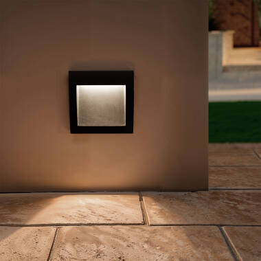 Image of Natt 4W Square Outdoor Recessed LED Wall Light Black