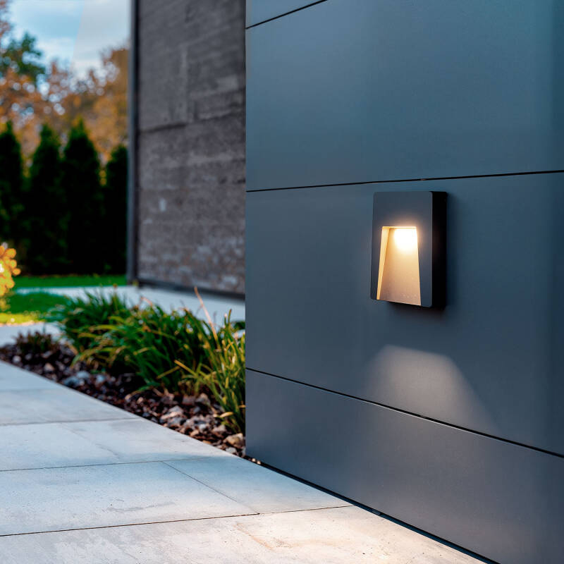 Bild von LED-Wandleuchte Außen 3W Oberfläche Rechteckig Schwarz Joy