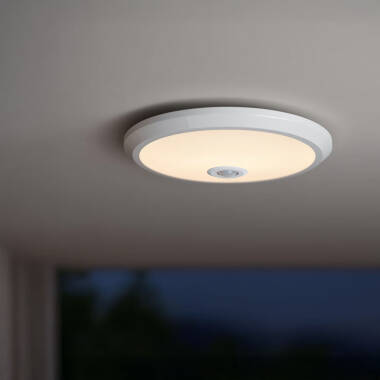 Přisazené Stropní LED Svítidlo 20W se Senzorem Pohybu PIR a Soumrakovým Senzorem Design Ø295 mm