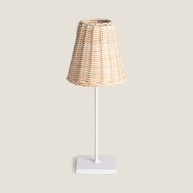 Lampa Stołowa LED Przenośna Zewnętrzna z Baterią USB Ładowalną Aluminium i Rattan Medinilla