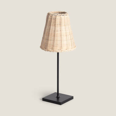 Lampe à Poser LED Portable Extérieur Aluminium et Rotin  avec Batterie USB Rechargeable Medinilla