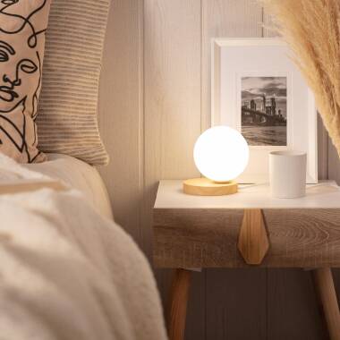 Image of Kamulo Glass & Wood Table Lamp 