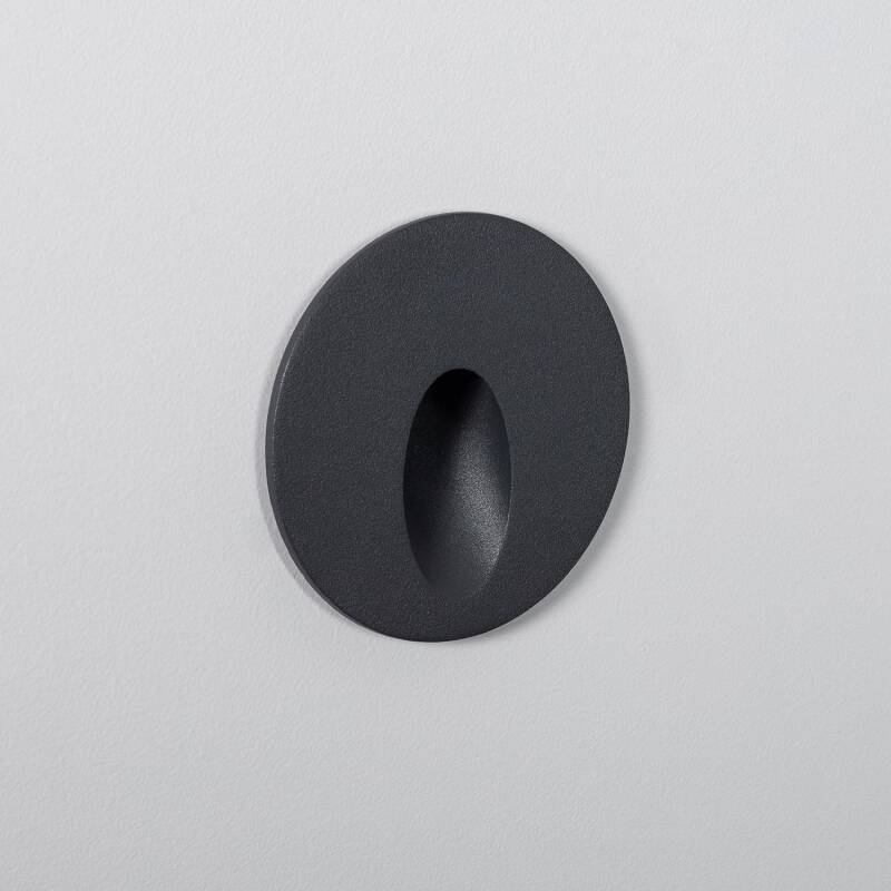 Image of 3W Boiler Recessed Round Outdoor LED Wall Light in Grey 