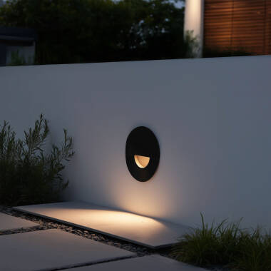 2W Guell Round Aluminium LED Wall Spotlight in Black IP65