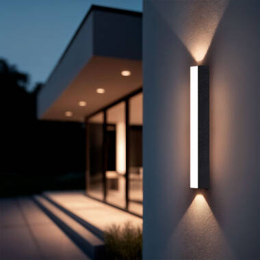 Immagine di Applique da Parete per Esterno LED Alluminio Doppia Luce Hisar