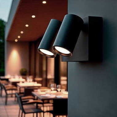 Wandlamp Outdoor  LED 18W Aluminium CCT Selecteerbaar Twee Spots Kuriya