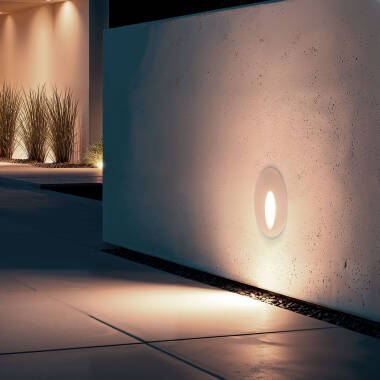3W Boiler Round Outdoor Recessed LED Wall Light in White