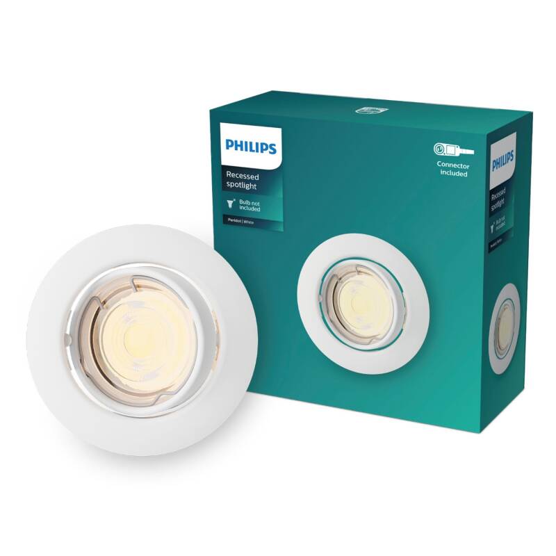 Image de Collerette Downlight Ronde PHILIPS Peridot pour Ampoule LED GU10 Ø 75 mm
