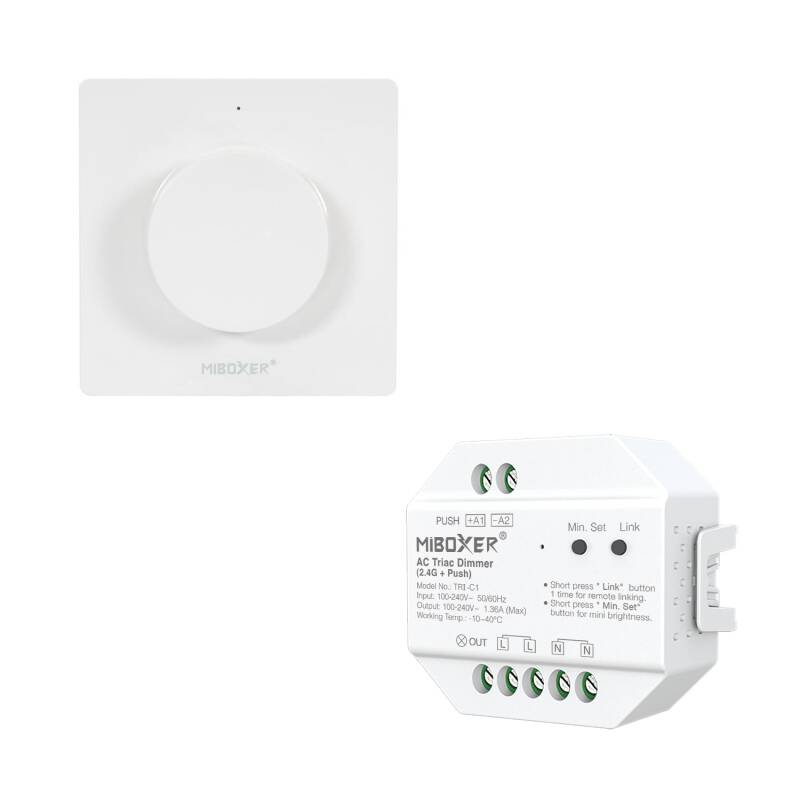 Image of MiBoxer TRIAC LED Dimmer + Wall Mounted Monochrome RF Remote