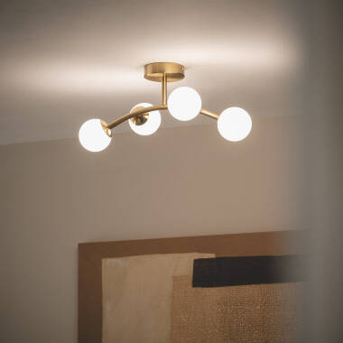Bild von Deckenleuchte Metall und Glas Moonlight Brass Ovo 4 Strahler