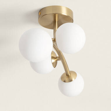 Bild von Deckenleuchte Metall und Glas Moonlight Brass Ovo 4 Strahler