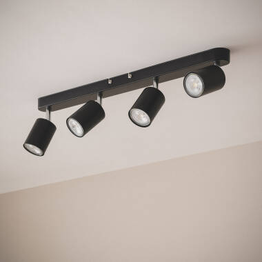 Plafondlamp Verstelbaar Metaal 4 Spots Albus Black Large