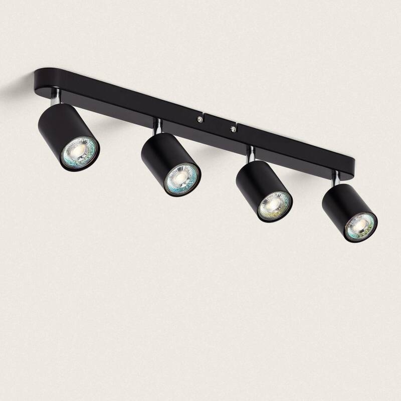 Immagine di Lampada da Soffitto Orientabile Metallo 4 Faretti Albus Black Large 
