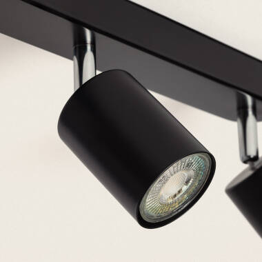 Immagine di Lampada da Soffitto Orientabile Metallo 4 Faretti Albus Black Large 