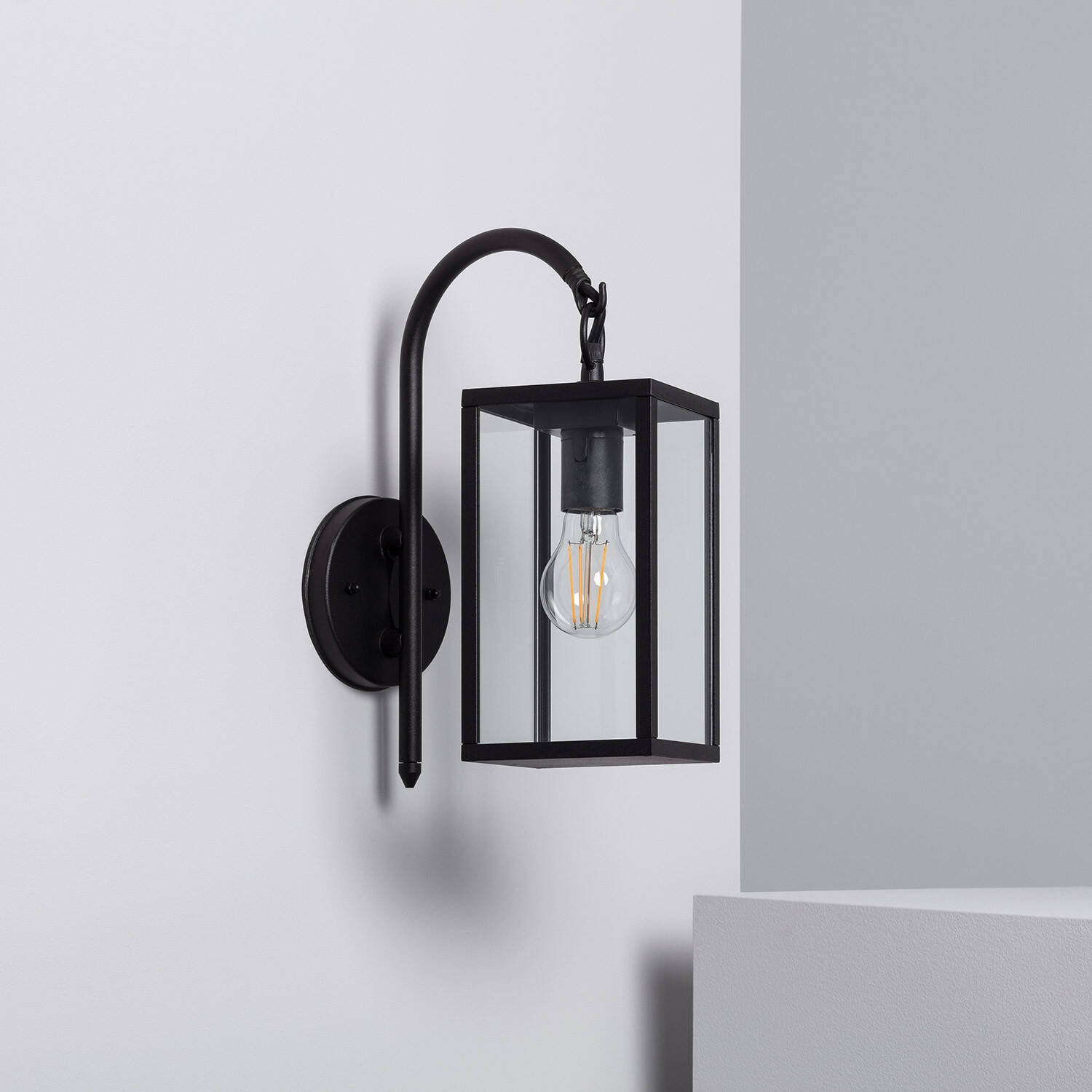 Lampa Ścienna Zewnętrzna z Aluminium i Szkła Uchwyt Górny Atrium Czarna - widok 2